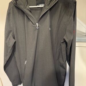 Linksoul Dark Gray Hooded Half Zip Windbreaker Jacket lightweight with Hood